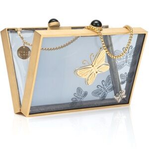 Thale Blanc - Flutter of Hope Clutch with a Gold Butterfly Design.